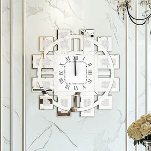 Unho - Large Wall Clock Crystal Twinkle Crush Diamond Mirrored - Silver Unho - Large Wall Clock Crystal Twinkle Crush Diamond Mirrored - Silver