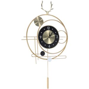 GROOFOO Wall Clock for Living Room Decor Metal Deer Horn Swinging Gold Pendulum Geometric Wall Clock Decor for Office Bedroom GROOFOO Wall Clock for Living Room Decor Metal Deer Horn Swinging Gold Pendulum Geometric Wall Clock Decor for Office Bedroom