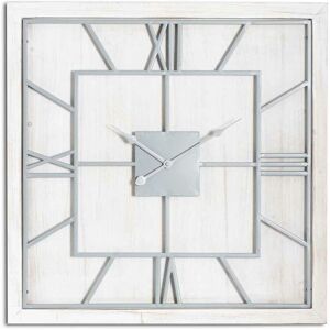 HILL INTERIORS Williston Square Large Wall Clock - Metal/Wood - L5 x W90 x H90 cm - Silver/White HILL INTERIORS Williston Square Large Wall Clock - Metal/Wood - L5 x W90 x H90 cm - Silver/White