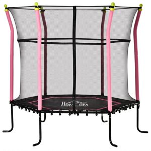 5.2FT / 63 Inch Kids Trampoline With Enclosure Net Mini Trampolines Pink - Pink - Homcom