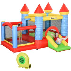 Bouncy Castle w/ Slide Pool 4 in 1 composition w/ Blower Multi-color - Multi-color - Outsunny