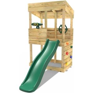 Children's Wooden Lookout Tower Playhouse with 6ft Slide - Adventure Set - Rebo