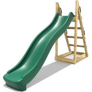 Rebo - Children's Free Standing Garden Wave Water Slide with Wooden Platform - 8ft Dark Green