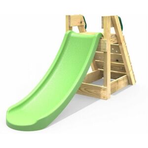 Rebo - 4ft Toddler Adventure Slide with Wooden Platform and Climbing Wall - Green