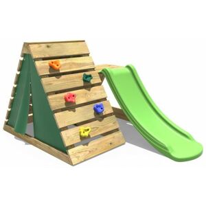 Mini Wooden Climbing Pyramid Adventure Playset and Slide - Green - Green - Rebo