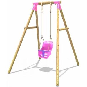 Wooden Garden Swing Set with Baby Seat - Pluto Pink - Rebo