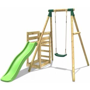 Wooden Swing Set plus Deck & Slide - Solar Green - Rebo