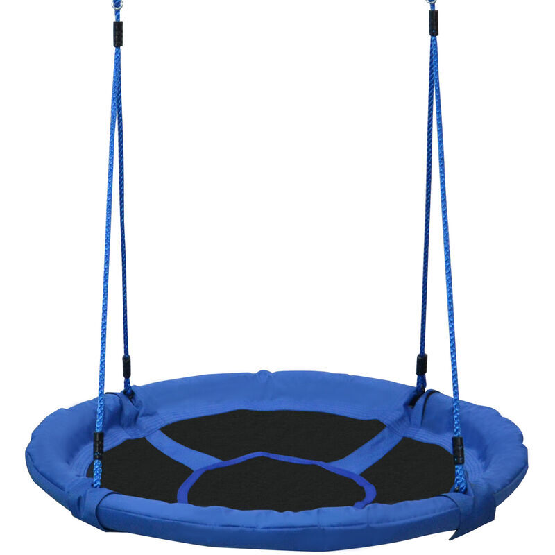 Round Swing Kids Game Spin Rope Playground Steel φ100cm Playroom - Blue - Homcom