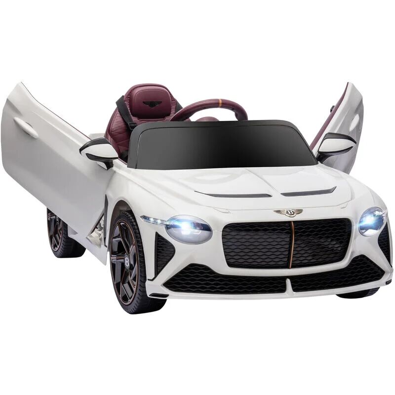 HOMCOM Bentley Bacalar Licensed 12V Kids Electric Ride On Car for 3-5 Years White - White