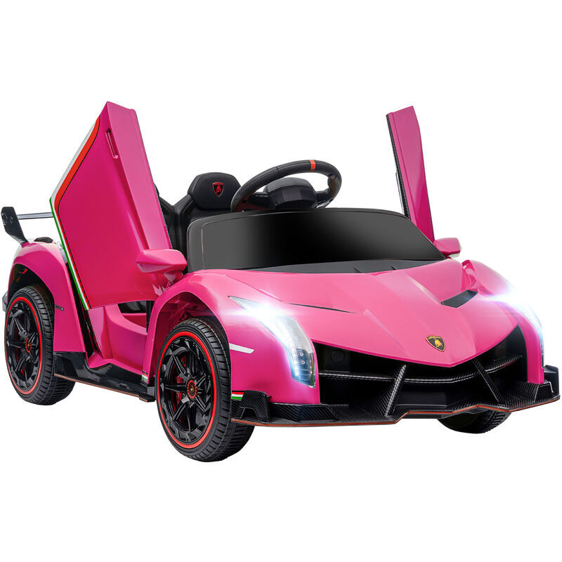 Lamborghini Veneno Licensed 12V Kids Electric Ride On Car for 3-6 Years Pink - Pink - Homcom