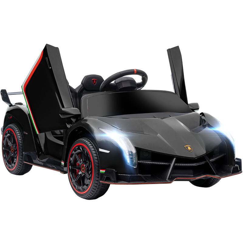 Lamborghini Veneno Licensed 12V Kids Electric Ride On Car for 3-6 Years Black - Black - Homcom