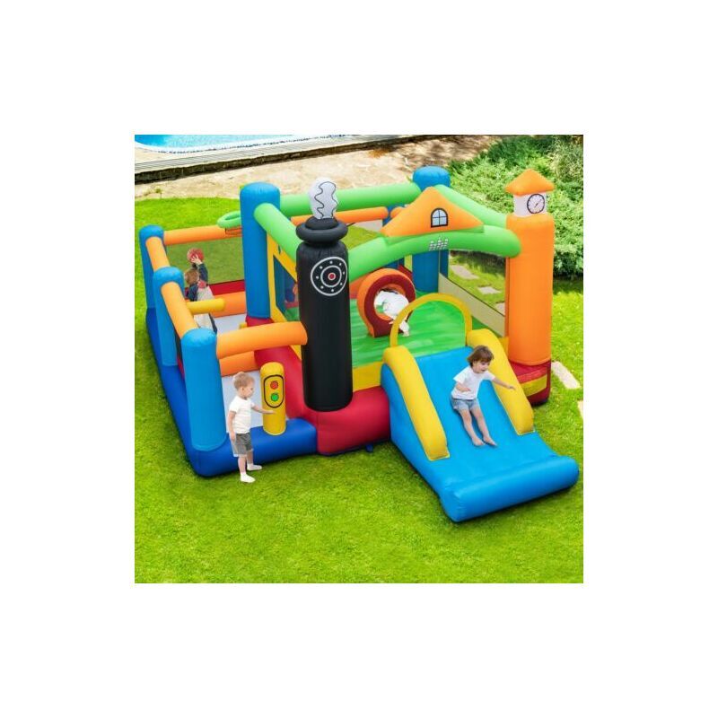 COSTWAY Inflatable Bounce Castle Train Themed Kids Bouncer Jumping House Slide Playhouse