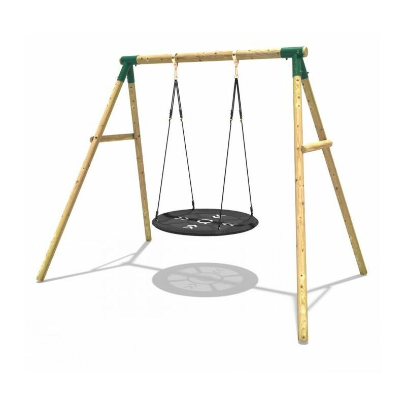 Wooden Garden Swing Set with Large Round Net Swing Seat - Mercury Green - Rebo