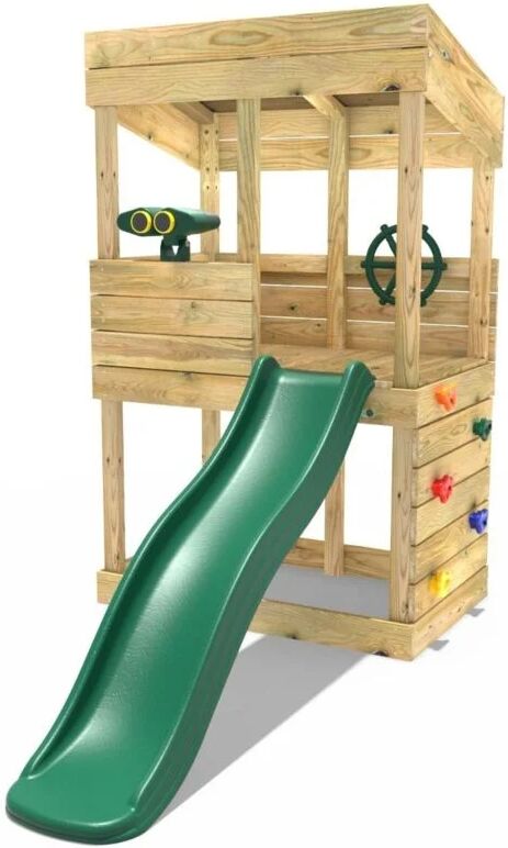 Children's Wooden Lookout Tower Playhouse with 6ft Slide - Adventure Set - Rebo