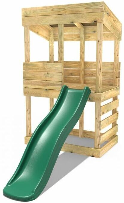 Children's Wooden Lookout Tower Playhouse with 6ft Slide - Rebo