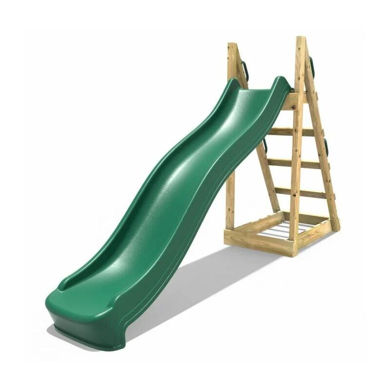 Children's Free Standing Garden Wave Water Slide with Wooden Platform - 8ft Dark Green - Rebo