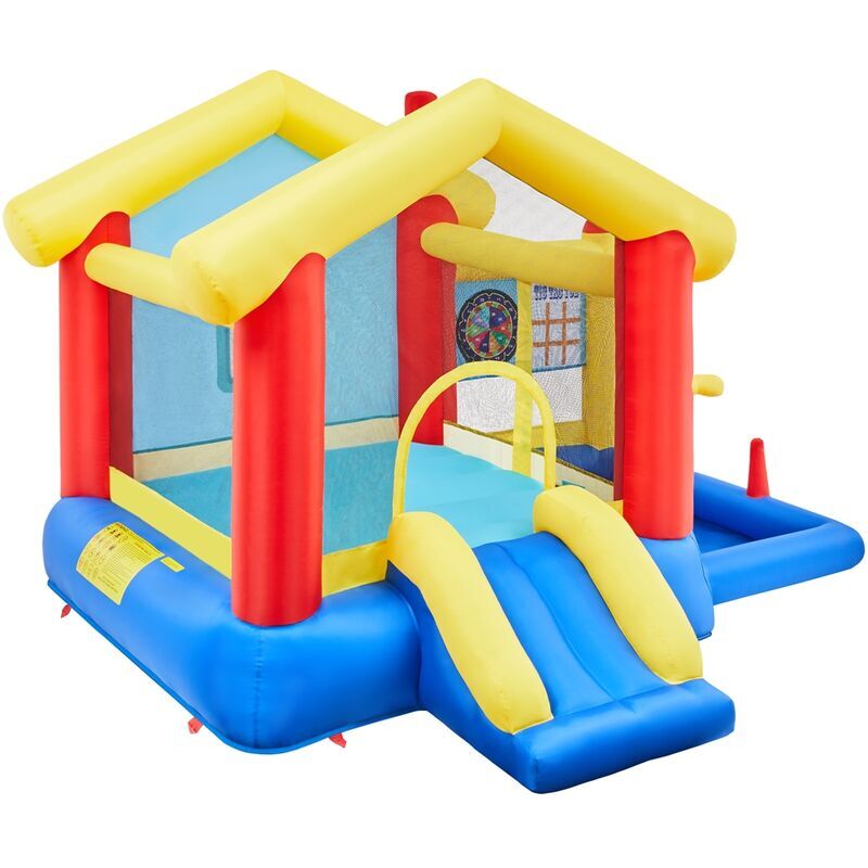 Bouncy Castle For Kids Inflatable Trampoline With 7 Built-in Games & Toys & Storage Bag & Blower - Yaheetech