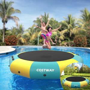 COSTWAY 10FT Inflatable Water Bouncer Recreational Trampoline w/ 500W Electric Inflator