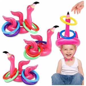 Rose - 15 Pieces Inflatable Flamingo Pool Toys Ring Toss Game Party Decorations Beach Toys