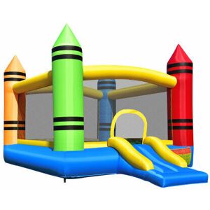 COSTWAY 2-in-1 Kids Crayon Theme Bounce Castle House Inflatable Jumping House