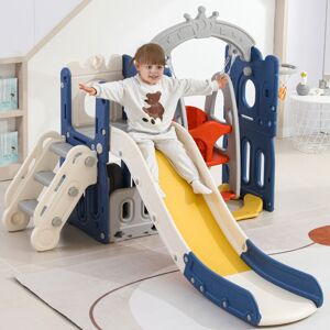 5 in 1 children's slide with climbing, storage, swing and basketball - ModernLuxe - Blue - HPDE