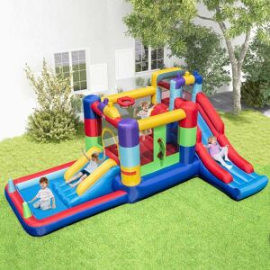 COSTWAY 7-in-1 Inflatable Bounce House Blow up Bouncy Castle Combo Bouncer w / 2 Slides