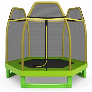 Costway - 7FT Kids Trampoline Safety Jumper Rebounder Enclosure Net Indoor Outdoor Play