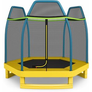 Costway - 7FT Kids Trampoline Safety Jumper Rebounder Enclosure Net Indoor Outdoor Play