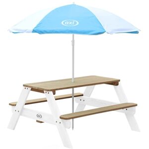 BERKFIELD HOME Axi Children Picnic Table Nick with Umbrella Brown and White