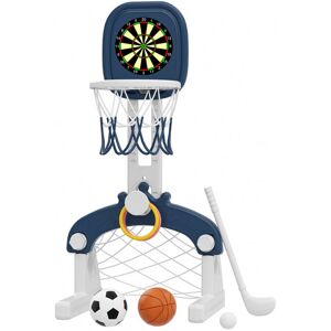 WARMIEHOMY Blue Kids Basketball Hoop with Basketball, Football, Golf, Ring Toss and Dartboard Playset