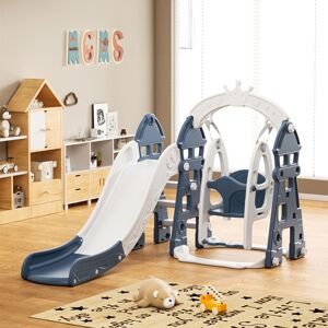 WARMIEHOMY Blue Toddler Plastic Swing Slide Climber Playset