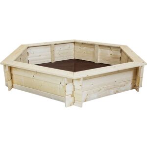 Charles Bentley - Kids Children Outdoor Hexagonal fsc Wood Sand Pit Box Play - Brown