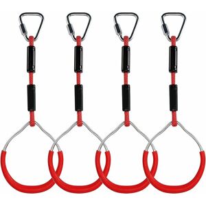 TINOR Children's Climbing Rings Multi-Function Swing with Plastic Rings Max Load 160kg Ninja Climbing Ring Obstacle Garden Swing(Red)