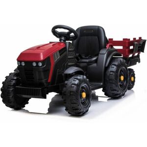 OUTDOOR TOYS FarmTrac Children's Electric 12V Ride On Tractor With Trailer - Red - Red