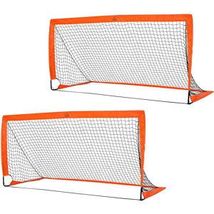 Homcom - Football Goal Folding Outdoor with All Weather Net Kids Adults 6'x3' Orange - Orange