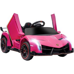 Homcom - Lamborghini Veneno Licensed 12V Kids Electric Ride On Car for 3-6 Years Pink - Pink