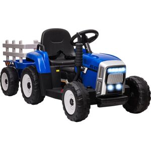 Electric Ride on Tractor with Trailer 12V Kids Electric Car for 3-6 Years Blue - Blue - Homcom