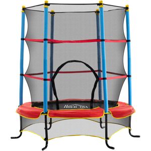 Trampoline for Kids w/Enclosure Net Built-in Zipper Safety Pad 3-6 Year - multi-colored - Homcom