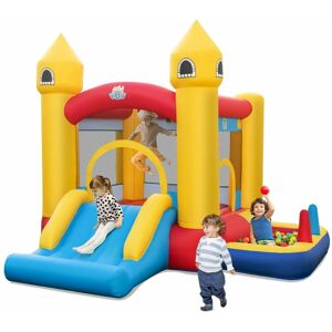 COSTWAY Inflatable Bounce Castle 5-in-1 Jumping House w/ Slide Ball Pit Basketball Hoop