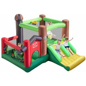 COSTWAY Inflatable Bounce House Farm Themed 6-in-1 Inflatable Castle w/Slides