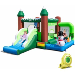 Costway - Inflatable Bounce House Kids Bouncy Castle Jump Slide Playhouse With 680W Blower