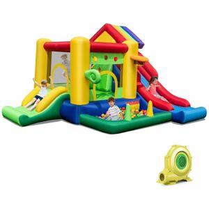 COSTWAY Inflatable Bouncy Castle Jumping House Double Slides Bouncer w/680W Air Blower