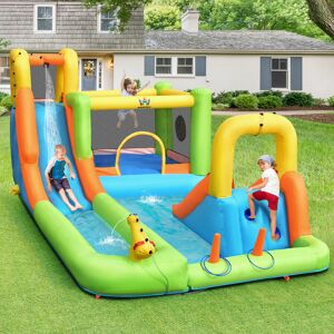 Costway - Inflatable Bouncy Castle Water Park Bounce House Double Water Slides Climbing