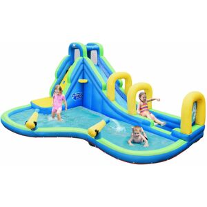 COSTWAY Inflatable Bouncy Castle Water Park Bounce House Double Water Slides Climbing