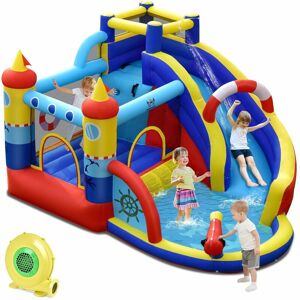 COSTWAY Inflatable Bouncy Castle Water Park Bounce House Water Slides w/480W Blower