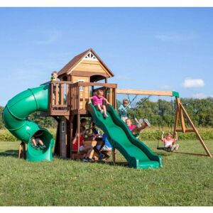 UNIQUEHOMEFURNITURE Kids Garden Playhouse Outdoor Children Playcentre Large Tree House Swing Set