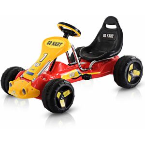 COSTWAY Kids Pedal Go Cart Children Ride On Racer Outdoor Toy Car w/ Adjustable Seat