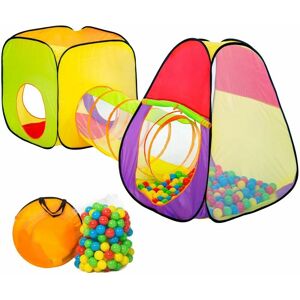 Tectake - Play tent with tunnel + 200 balls pop up tent - kids pop up tent, kids tent, pop up play tent - colourful