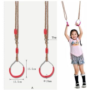 Trapeze Wooden Swing with Gymnastics Plastic Rings, Trapeze for Swing Set for Children Indoor Outdoor Garden Games Denuotop