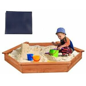 Costway - Outdoor Kids Sand Pit Ball Box Hexagon Sandpit Play Station With Bottom Cover